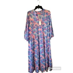 NWT Simply Southern Small Maxi Dress Tropical Leaf